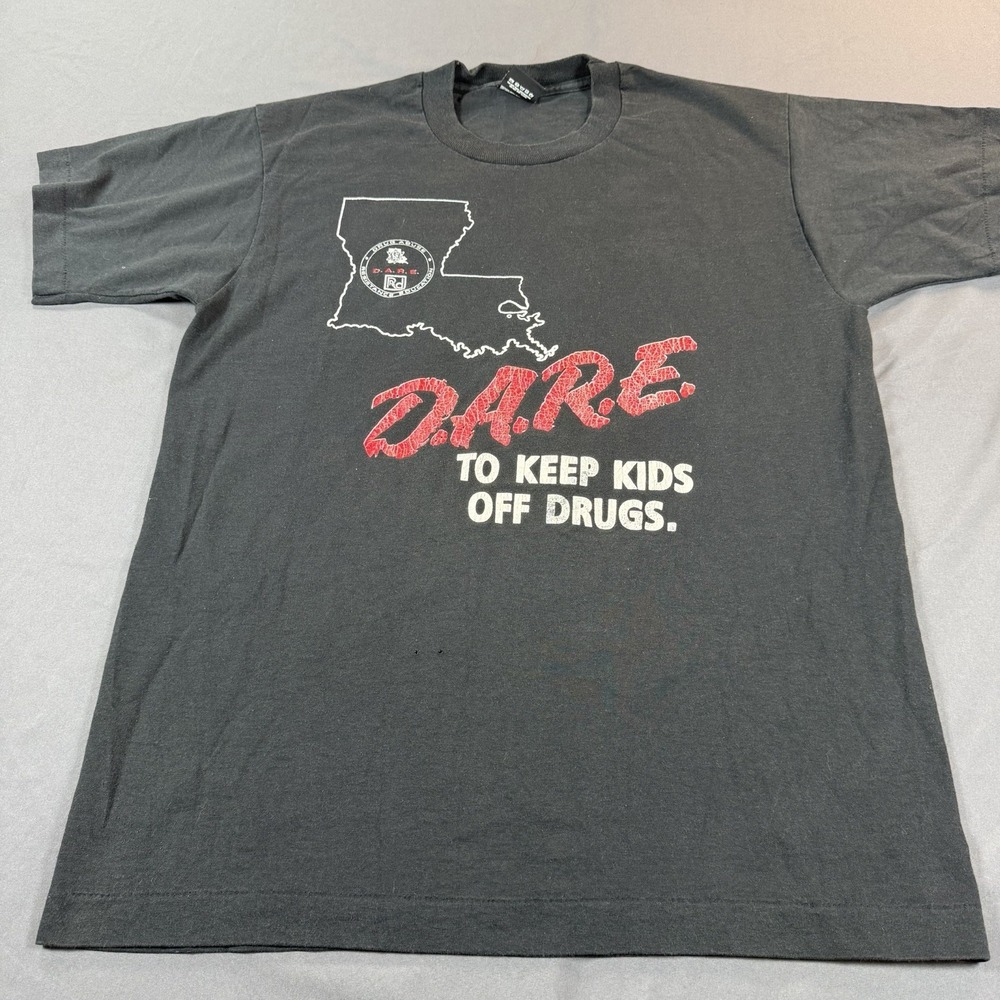 Vintage DARE T Shirt Mens L Screen Stars Single Stitch 80s Keep Kids Off Drugs